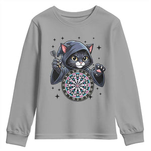 Funny Grim Reaper Cat Dart Player Youth Sweatshirt Gothic Dartist Gift TS12 Sport Gray Print Your Wear