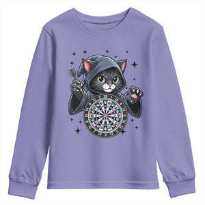 Funny Grim Reaper Cat Dart Player Youth Sweatshirt Gothic Dartist Gift TS12 Violet Print Your Wear