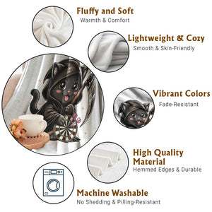 Dark Reaper Cat Throwing Darts Throw Blanket Funny Pub Game Gift - Print Your Wear