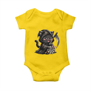 Dark Reaper Cat Throwing Darts Baby Onesie Funny Pub Game Gift - Print Your Wear