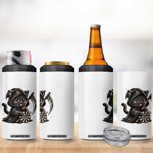Dark Reaper Cat Throwing Darts 4 in 1 Can Cooler Tumbler Funny Pub Game Gift - Print Your Wear