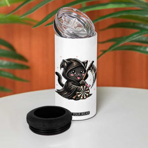 Dark Reaper Cat Throwing Darts 4 in 1 Can Cooler Tumbler Funny Pub Game Gift - Print Your Wear