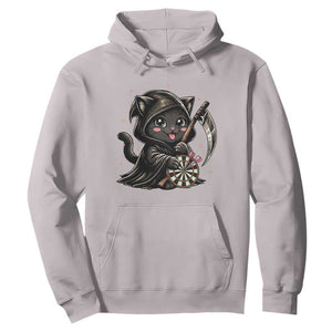 Dark Reaper Cat Throwing Darts Hoodie Funny Pub Game Gift - Print Your Wear