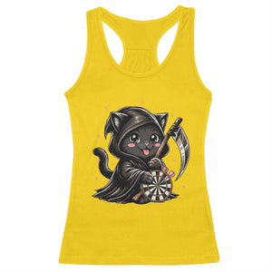 Dark Reaper Cat Throwing Darts Racerback Tank Top Funny Pub Game Gift - Print Your Wear