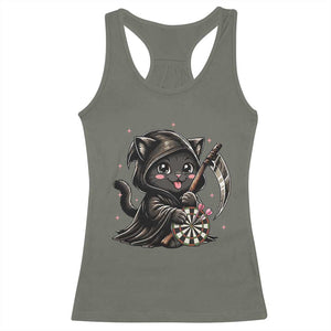 Dark Reaper Cat Throwing Darts Racerback Tank Top Funny Pub Game Gift - Print Your Wear
