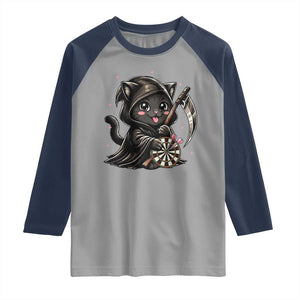 Dark Reaper Cat Throwing Darts Raglan Shirt Funny Pub Game Gift TS12 Sport Gray Navy Print Your Wear