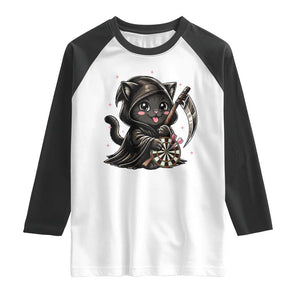 Dark Reaper Cat Throwing Darts Raglan Shirt Funny Pub Game Gift - Print Your Wear