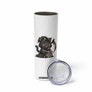 Dark Reaper Cat Throwing Darts Skinny Tumbler Funny Pub Game Gift - Print Your Wear