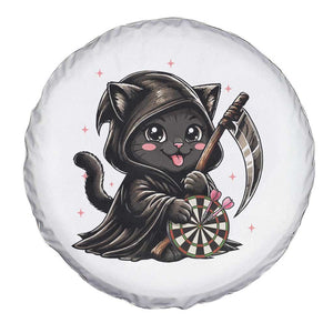 Dark Reaper Cat Throwing Darts Spare Tire Cover Funny Pub Game Gift - Print Your Wear