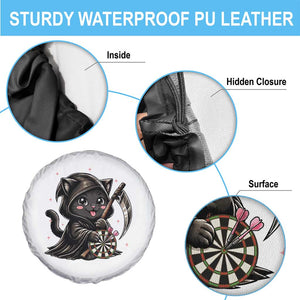 Dark Reaper Cat Throwing Darts Spare Tire Cover Funny Pub Game Gift - Print Your Wear