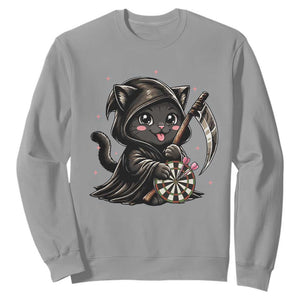 Dark Reaper Cat Throwing Darts Sweatshirt Funny Pub Game Gift - Print Your Wear