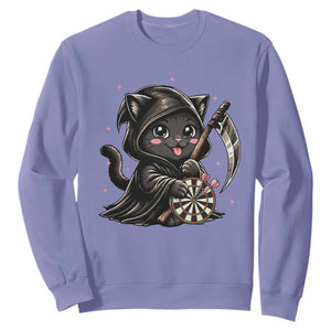 Dark Reaper Cat Throwing Darts Sweatshirt Funny Pub Game Gift - Print Your Wear