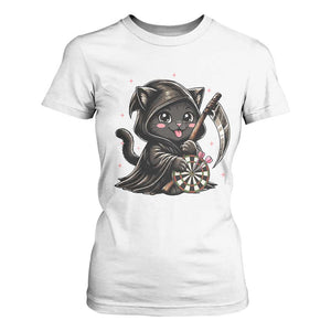 Dark Reaper Cat Throwing Darts T Shirt For Women Funny Pub Game Gift - Print Your Wear