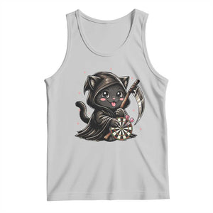 Dark Reaper Cat Throwing Darts Tank Top Funny Pub Game Gift - Print Your Wear