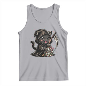 Dark Reaper Cat Throwing Darts Tank Top Funny Pub Game Gift - Print Your Wear