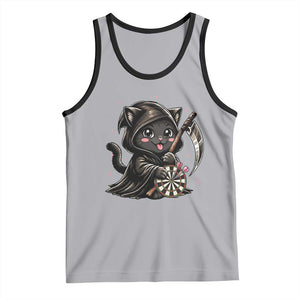Dark Reaper Cat Throwing Darts Tank Top Funny Pub Game Gift - Print Your Wear