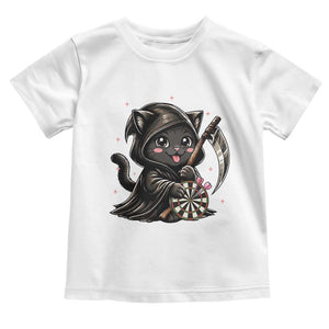 Dark Reaper Cat Throwing Darts Toddler T Shirt Funny Pub Game Gift TS12 White Print Your Wear
