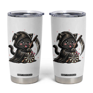 Dark Reaper Cat Throwing Darts Tumbler Cup Funny Pub Game Gift - Print Your Wear