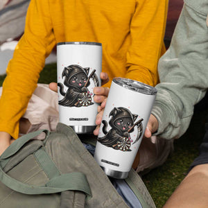 Dark Reaper Cat Throwing Darts Tumbler Cup Funny Pub Game Gift - Print Your Wear