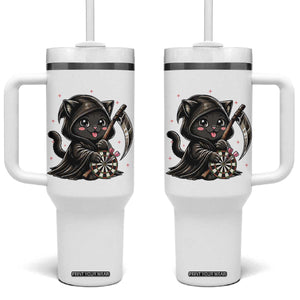 Dark Reaper Cat Throwing Darts Tumbler With Handle Funny Pub Game Gift - Print Your Wear