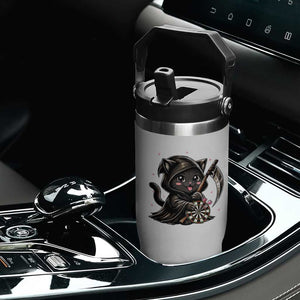 Dark Reaper Cat Throwing Darts Flip Straw Tumbler Funny Pub Game Gift - Print Your Wear