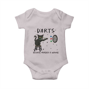 Funny Grumpy Cat Darts Baby Onesie Because Murder Is Wrong TS12 Ice Gray Print Your Wear