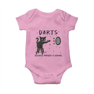 Funny Grumpy Cat Darts Baby Onesie Because Murder Is Wrong TS12 Light Pink Print Your Wear
