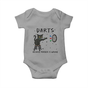 Funny Grumpy Cat Darts Baby Onesie Because Murder Is Wrong TS12 Sport Gray Print Your Wear