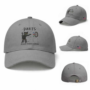 Funny Grumpy Cat Darts Baseball Cap Because Murder Is Wrong TS12 Baseball Cap Universal Fit Sport Gray Print Your Wear