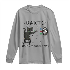 Funny Grumpy Cat Darts Long Sleeve Shirt Because Murder Is Wrong TS12 Sport Gray Print Your Wear