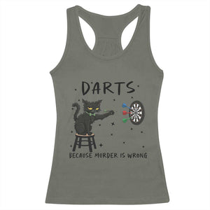 Funny Grumpy Cat Darts Racerback Tank Top Because Murder Is Wrong TS12 Military Green Print Your Wear