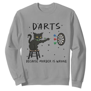 Funny Grumpy Cat Darts Sweatshirt Because Murder Is Wrong TS12 Sport Gray Print Your Wear