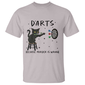 Funny Grumpy Cat Darts T Shirt Because Murder Is Wrong TS12 Ice Gray Print Your Wear