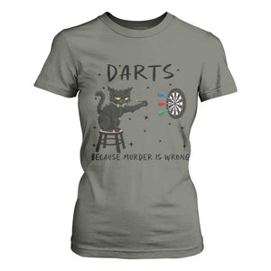 Funny Grumpy Cat Darts T Shirt For Women Because Murder Is Wrong TS12 Military Green Print Your Wear