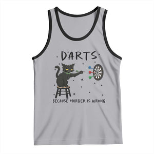 Funny Grumpy Cat Darts Tank Top Because Murder Is Wrong TS12 Athletic Heather Black Print Your Wear