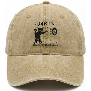 Funny Grumpy Cat Darts Washed Cotton Baseball Cap Because Murder Is Wrong TS12 Print Your Wear