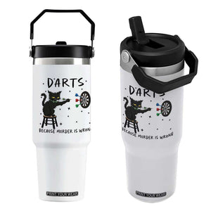 Funny Grumpy Cat Darts Flip Straw Tumbler Because Murder Is Wrong TS12 One Size: 30 oz White Print Your Wear