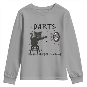 Funny Grumpy Cat Darts Youth Sweatshirt Because Murder Is Wrong TS12 Sport Gray Print Your Wear