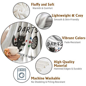 Funny Grumpy Cat Dart Player Throw Blanket Because Murder Is Wrong Pub Game Gift - Print Your Wear