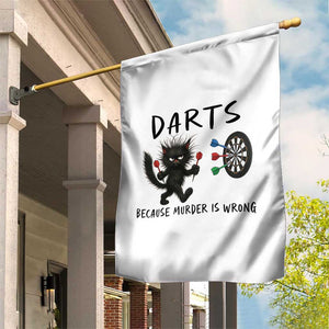 Funny Grumpy Cat Dart Player Garden Flag Because Murder Is Wrong Pub Game Gift - Print Your Wear