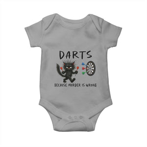 Funny Grumpy Cat Dart Player Baby Onesie Because Murder Is Wrong Pub Game Gift TS12 Sport Gray Print Your Wear