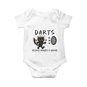 Funny Grumpy Cat Dart Player Baby Onesie Because Murder Is Wrong Pub Game Gift - Print Your Wear