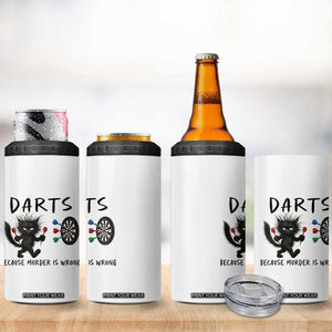 Funny Grumpy Cat Dart Player 4 in 1 Can Cooler Tumbler Because Murder Is Wrong Pub Game Gift - Print Your Wear