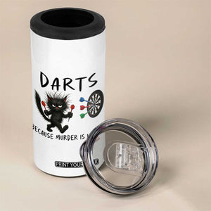 Funny Grumpy Cat Dart Player 4 in 1 Can Cooler Tumbler Because Murder Is Wrong Pub Game Gift - Print Your Wear