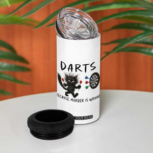Funny Grumpy Cat Dart Player 4 in 1 Can Cooler Tumbler Because Murder Is Wrong Pub Game Gift - Print Your Wear