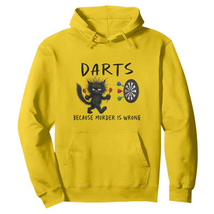 Funny Grumpy Cat Dart Player Hoodie Because Murder Is Wrong Pub Game Gift - Print Your Wear