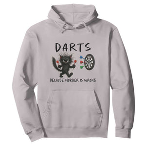 Funny Grumpy Cat Dart Player Hoodie Because Murder Is Wrong Pub Game Gift - Print Your Wear