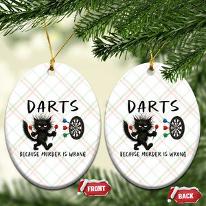 Funny Grumpy Cat Dart Player Ceramic Ornament Because Murder Is Wrong Pub Game Gift - Print Your Wear