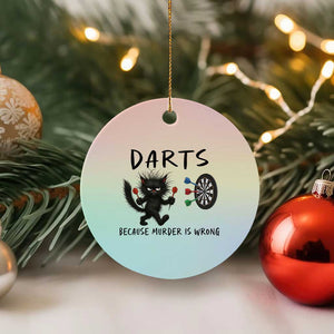 Funny Grumpy Cat Dart Player Ceramic Ornament Because Murder Is Wrong Pub Game Gift - Print Your Wear
