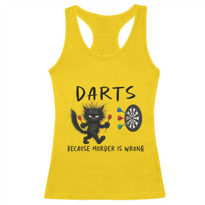 Funny Grumpy Cat Dart Player Racerback Tank Top Because Murder Is Wrong Pub Game Gift - Print Your Wear